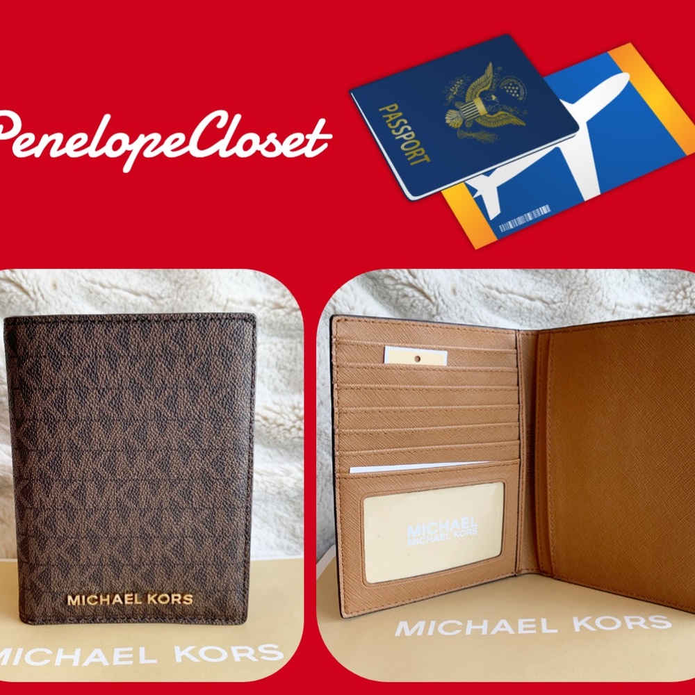 MICHAEL KORS PASSPORT CASE WALLET MK BROWN